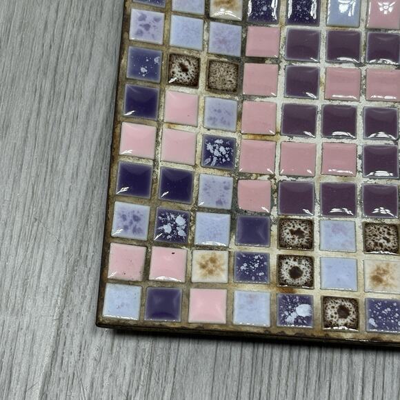 Vintage Mosaic Tile Mid Century Square 5” Ashtray Trinket Ring Dish Tray MCM - Picture 5 of 8